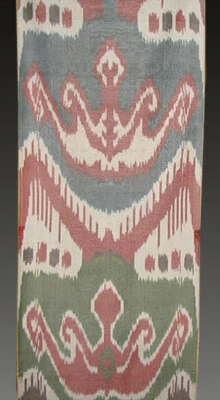 11 Yard HAND MADE UZBEK Natural SILK IKAT ADRAS FABRIC #4742 - Image 1 of 4