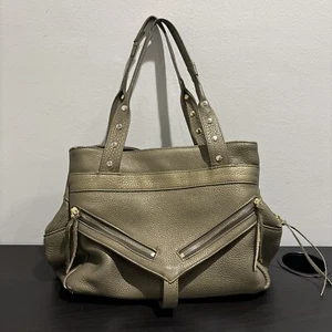 BOTKIER Trigger XL Satchel BIG Shoulder Bag Gold Metallic LEATHER Preowned READ - Picture 1 of 19