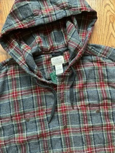 New L.L Bean Men Flannel Jacket Shirt, Hooded, Snap, Slightly Fitted Sz XL Tall - Picture 1 of 15