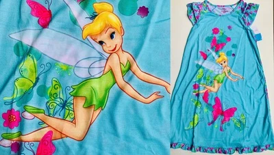 Disney Tinker Bell Girls Nightgown Butterfly Fairy Pajama Sleepwear Size 10 NWT - Image 1 of 4