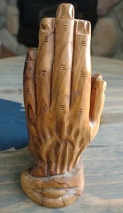 EXQUISITE Hand Carved WOODEN PRAYING HANDS from BETHLEHEM -ISRAEL 6.5" - Picture 1 of 6
