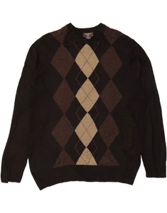 DOCKERS Mens Crew Neck Jumper Sweater XL Black Argyle/Diamond Acrylic CG02 - Picture 1 of 3