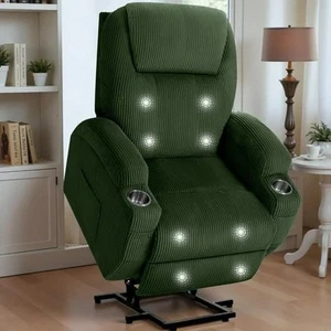 Electric Power Lift Recliner Chair with Massage for Elderly Corduroy Fabric R... - Picture 1 of 7