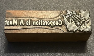 La cooperazione è un must | Blocco stampa tipografica vintage, petizione - Foto 1 di 3