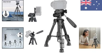 Basic Mini Desk Tripod for Camera with 3 Way Pan Tilt Head & Handle, Small Po... - image 1 of 4