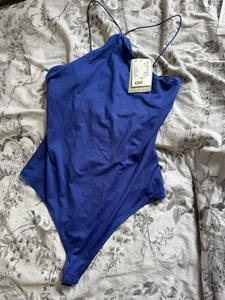 H&M New With The Tags Blue Sleeveless Body Suit Size M - Picture 1 of 5