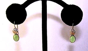 Pendientes Avon Oro Vermeil Vintage Gota Verde Jade Escritura Asiática Plata de Ley - Imagen 1 de 4
