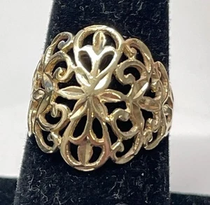 Michael Anthony 14k Yellow Gold Filigree Diamond Cut Ring Sz 7.25 3.5 grams - Picture 1 of 14