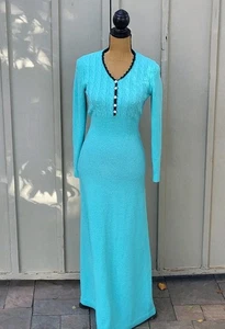 Apple Blossum Vintage 70s Acrylic Sweater Knit Maxi Dress Size 6 - Bild 1 von 13
