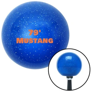 Orange "79 Mustang" Blue Metal Flake Shift Knob w/ M16x1.5 Insert Shifter Auto - Picture 1 of 15