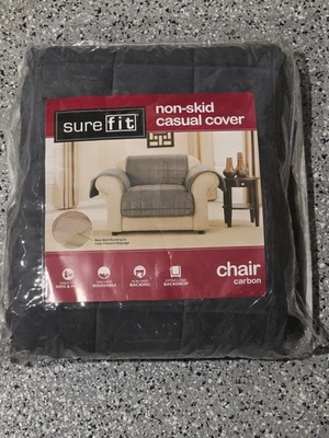 NEW! Sure Fit Velvet Non-Skid Paw Print Pet Back Chair Furniture Cover - Carbon - Image 1 of 4