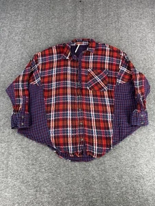 Free People One Of The Guys Flanell Gr. XS rot blau kariert Oversize Tunika - Bild 1 von 10