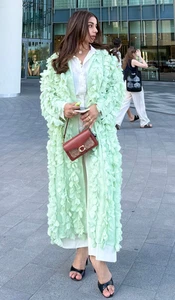 ZARA Mint Green Textured Floral Fabric Petal Coat Size XL Bloggers Fave 3920/282 - Picture 1 of 14