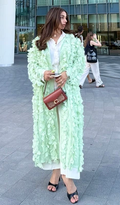 ZARA Mint Green Textured Floral Fabric Petal Coat Size S Bloggers Fave 3920/282 - Image 1 of 4