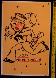 NAVY Never Again discharged Sailor Jerry Traditional tattoo style Flash poster - Picture 1 of 1