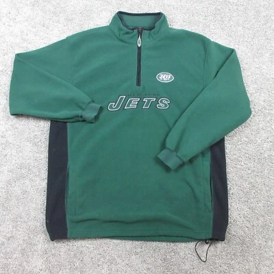Chaqueta de los New York Jets para hombre grande verde 1/4 cremallera pulóver polar en muy buen estado ropa de imagen NFL Foto 1 de 4