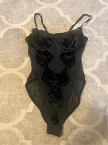 Victoria’s Secret vintage gold label made in usa black lace sheer bodysuit m - Picture 1 of 6