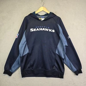 Seattle Seahawks Sweatshirt Men’s Large Blue Reebok ’90s Fleece Lined Sweater - Picture 1 of 22