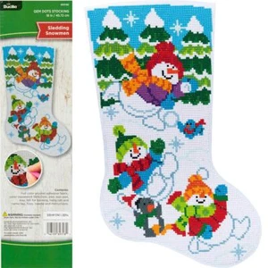 Hágalo usted mismo Bucilla Gem Dots Trineo Muñecos de Nieve Navidad Medias Kit - Imagen 1 de 4