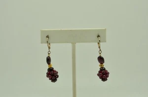 STERLING SILVER DANGLING RED BEAD CLUSTER LEVERBACK EARRINGS #FML280 - Picture 1 of 3