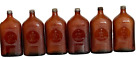 Zestaw 6Vintage Continental Distilling Corp bursztynowa szklana butelka Philly, PA 10" z nasadką
