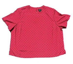 MAGGIE BARNES 3X Top Dark Pink Polka Dot Short Sleeve 26/28 Business Casual - Picture 1 of 4