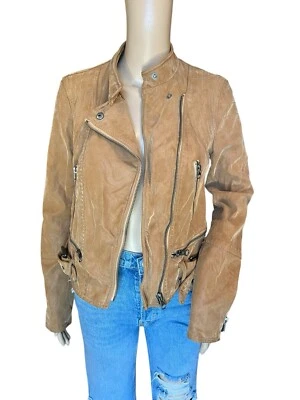 Free People We The Free Womens Fenix Vegan Leather Moto Jacket Camel Brown XS - Image 1 of 4