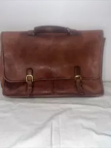Vintage Coach Aktentasche braun Leder 5 Fächer goldene Schnallen gut gebraucht - Bild 1 von 20