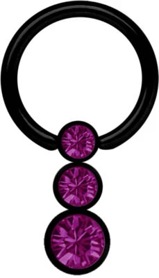 Piercing Gioielli Intimo Sein Orecchio Bcr Anello Nero + Trio Cristallo Stein - Immagine 1 di 2