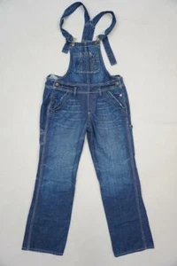 RARE OLD NAVY WOMEN S USED CARPENTER DENIM OVERALLS/BIB/JEANS ULTRA LOW WAIST - Picture 1 of 5