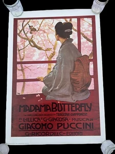 Madama Schmetterling Vintage Poster 70er Reprint Printed In Italy Arti Grafiche - Bild 1 von 12