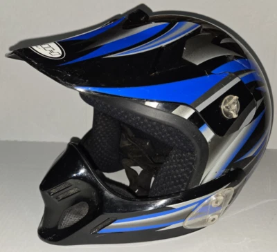 Casco gráfico deportivo de motocross THH T-551 tamaño: mediano (M) azul, negro y plateado Foto 1 de 4
