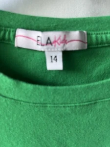 ELA Kids Girl Green T-Shirt Size 14 Peace, Love, Joy Good Condition Preowned - Picture 1 of 4