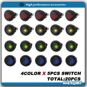 20PCS ROCKER SWITCH Toggle 12V Led Light Car Auto Boat Round ON/ OFF SPST 20 AM! - Picture 1 of 11