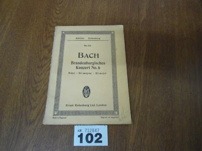 No.255 J S BACH Brandenburgisches Konzert No.6 B / Edition EULENBURG Study Score - Image 1 of 4