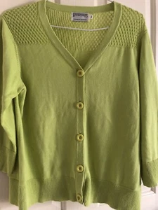 Brewsters Womens Lime Green Cardigan Size Medium Cotton Dress Skirt Cardigan - Picture 1 of 7