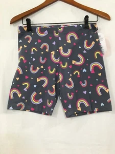 New Wonder Nation  Rainbow Hearts Shorts Girls Tough Cotton Gray XL Plus - Picture 1 of 2