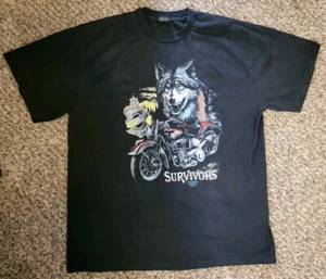 Vintage 1991 Harley Davidson 3D Emblem Survivors Wolf Shirt XL Reprint Tomahawk - Picture 1 of 8