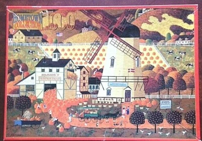 Pumpkin Picking COMPLETE 1000 pc puzzle 19x27 Hay Cows Dutch Windmill Carriage - Image 1 of 4