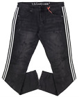 Kilogram Denim Jeans In Washed Black w/White Stripe