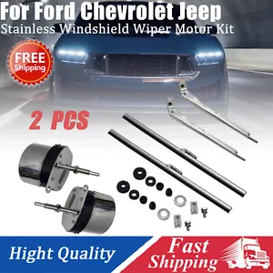 Universal Windshield Wiper Motor Kit Hot Street Rod For Jeep Boat Stainless X2 - Picture 1 of 8