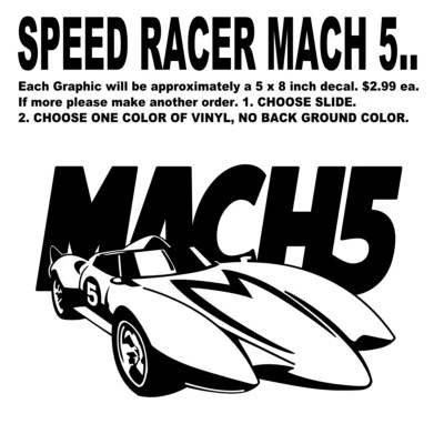 DIE-CUT VINYL DECAL SPEED RACER, MACH 5, RACER X, TRIXIE, CHIM CHIM, - Image 1 of 3