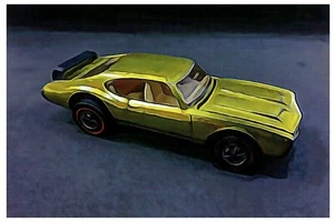Hot Wheels Redline Olds 442 Oldsmobile Postkarte Kunst Arbeitsdruck - Bild 1 von 2