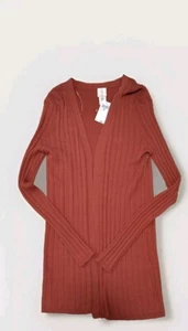 joie Open Cardigan Woman's Size Medium Stretch Mauve Long Ribbed Garment Top - Picture 1 of 10