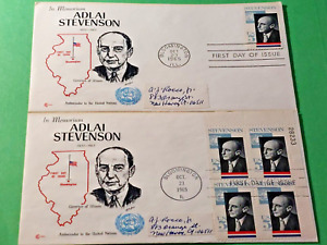 Adlai Stevenson In Memoriam 1965 5c FDI Cover Lot of 2 (090723)