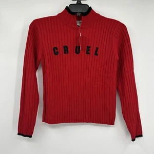 Suéter De Colección Cruel Niña Para Mujer Talla M Rojo Acanalado Recortado Tejido Feminista Y2K Años 90’s - Imagen 1 de 8