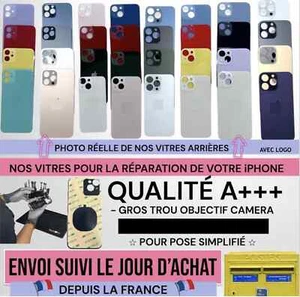 Vitre arrière iPhone 8 SE X XR XS serie 11 12 13 14 15 Logo-gros trou - Photo 1/1