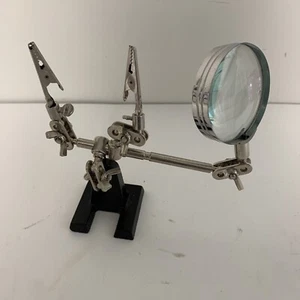 3rd Helping Hand Tool with Magnifying Glass Hobby Model Jewellery Making repairs - Picture 1 of 6