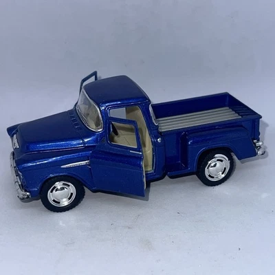 5" Kinsmart 1955 Chevy Stepside 3100 Pick Up 1:32 Diecast Blue Truck Toy A2 - Image 1 of 4