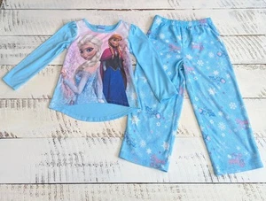 Disney Frozen taglia XS 4-5 vintage blu cielo Elsa e Anna fiocchi di neve 2 pezzi Set Pigiama - Foto 1 di 9